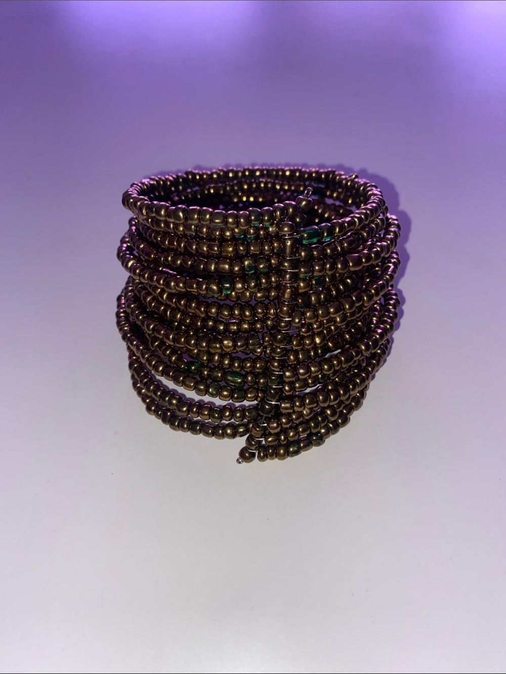 Handmade Brown Beaded Coil Bracelet